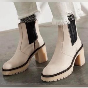 Free People James Chelsea Chunky Y2K Gum Sole Boots White Black Fall Winter